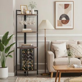4-Tier Corner Wine Rack with Glass Holder And Storage Shelves Kitchen Storage Rack Organizer for Bottles And Glasses