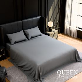 Bedding Queen Bed Sheets Set - 4 Piece Bedding - Brushed Microfiber - Shrinkage and Fade Resistant - Easy Care (Queen, Grey)