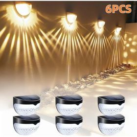 12/6 Solar Fence Lights, Solar Platform Lights, Solar Wall Lights, Rechargeable Solar Cells, Suitable For Front Porches, Security Lights, Wall In (Option: Warmcolors-6PCS)