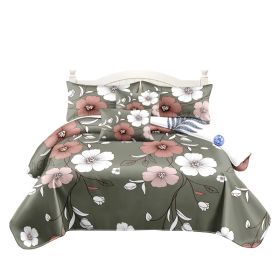 5 Piece Reversible Duvet Cover Set, US Designer Sage Green Vintage Floral Print Heavyweight Bedding Set With Pillow Shams And Throw Cushion Cover (Option: QUEEN)