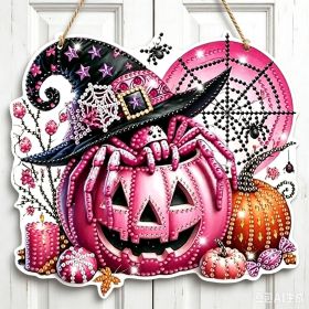 Halloween New Hot Selling Riding Broom Magical Witch Creative Wooden Printing Doors and Windows Garden Hanging Decoration (Color: 11, size: 15*15*0.5)