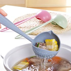 2pcs Long Handle Soup Spoon With Filter Strainer; Multi-Functional 2 In 1 Cooking Colander; Kitchen Tool For Easy Soup Preparation And Straining; (Color: Green)