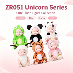 Cute Sleeping Baby Doll Set, Animal Themed Plush Doll Collection, Soft Plush Outfit Mini Collectible Figure Toy (style: ZR051 Unicorn Series)