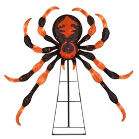 52" Large Halloween Spider Decoration With 80 LED Lights - Weatherproof Metal & Fabric Spider With Sturdy Stand, (Option: Defaulttitle)